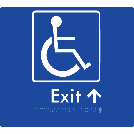 Braille Sign Accessible Exit with Small Arrow - Braille Tactile Signs Aust. - BTS288->Us-blu - Custom Signs - Fast Shipping - High Quality - Australian Made &amp; Owned