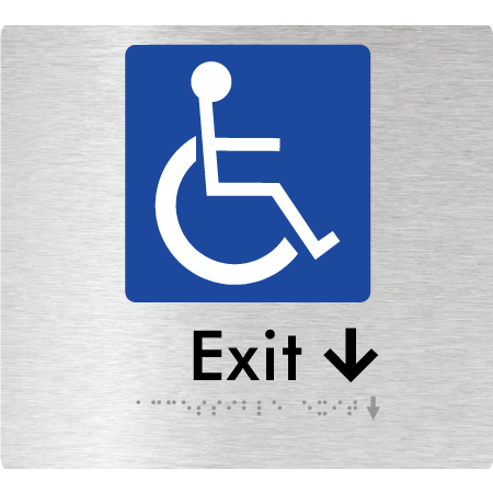 Braille Sign Accessible Exit with Small Arrow - Braille Tactile Signs Aust. - BTS288->Ds-aliB - Custom Signs - Fast Shipping - High Quality - Australian Made &amp; Owned