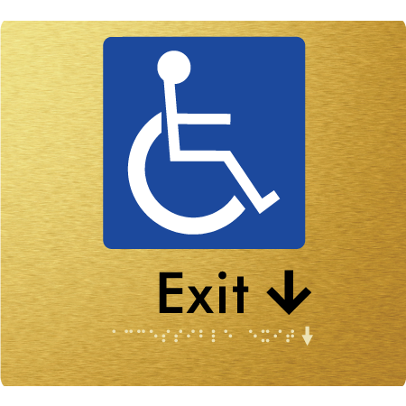 Braille Sign Accessible Exit with Small Arrow - Braille Tactile Signs Aust. - BTS288->Ds-aliG - Custom Signs - Fast Shipping - High Quality - Australian Made &amp; Owned