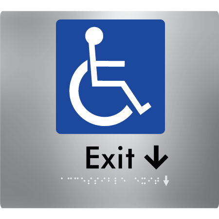 Braille Sign Accessible Exit with Small Arrow - Braille Tactile Signs Aust. - BTS288->Ds-aliS - Custom Signs - Fast Shipping - High Quality - Australian Made &amp; Owned