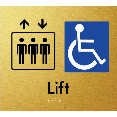 Braille Sign Accessible Lift - Braille Tactile Signs Aust. - BTS237-aliG - Custom Signs - Fast Shipping - High Quality - Australian Made &amp; Owned