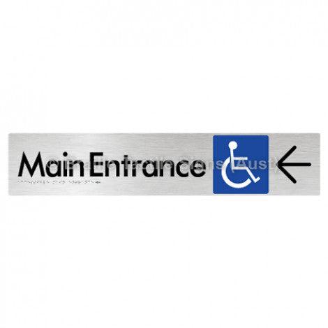 Braille Sign Accessible Main Entrance w/ Large Arrow - Braille Tactile Signs (Aust) - BTS263->L-blu - Fully Custom Signs - Fast Shipping - High Quality - Australian Made &amp; Owned