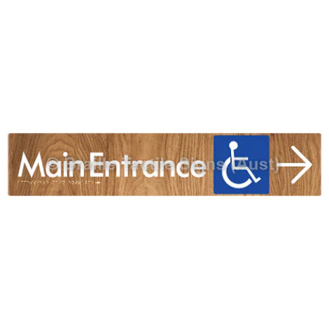 Braille Sign Accessible Main Entrance w/ Large Arrow - Braille Tactile Signs (Aust) - BTS263->R-wdg - Fully Custom Signs - Fast Shipping - High Quality - Australian Made &amp; Owned