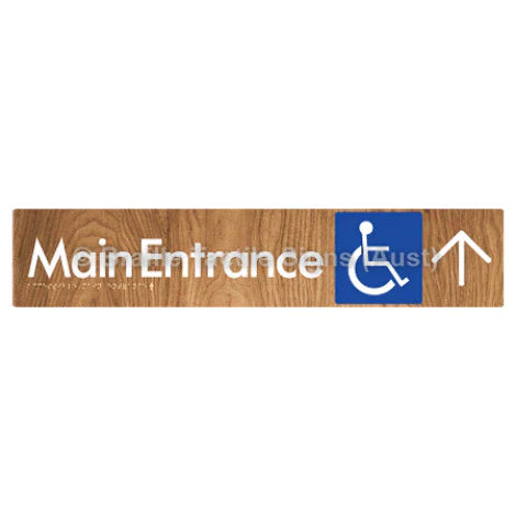 Braille Sign Accessible Main Entrance w/ Large Arrow - Braille Tactile Signs (Aust) - BTS263->U-wdg - Fully Custom Signs - Fast Shipping - High Quality - Australian Made &amp; Owned