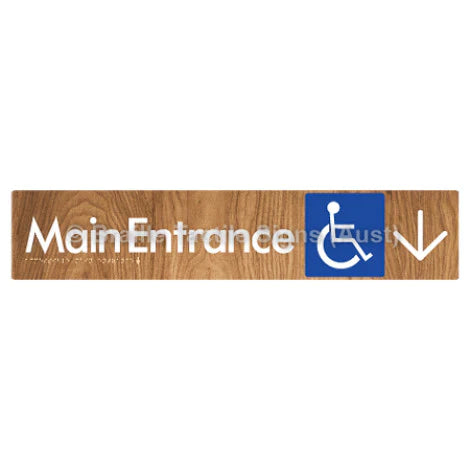 Braille Sign Accessible Main Entrance w/ Large Arrow - Braille Tactile Signs (Aust) - BTS263->D-wdg - Fully Custom Signs - Fast Shipping - High Quality - Australian Made &amp; Owned