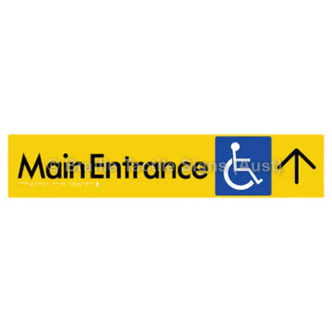 Braille Sign Accessible Main Entrance w/ Large Arrow - Braille Tactile Signs (Aust) - BTS263->U-yel - Fully Custom Signs - Fast Shipping - High Quality - Australian Made &amp; Owned
