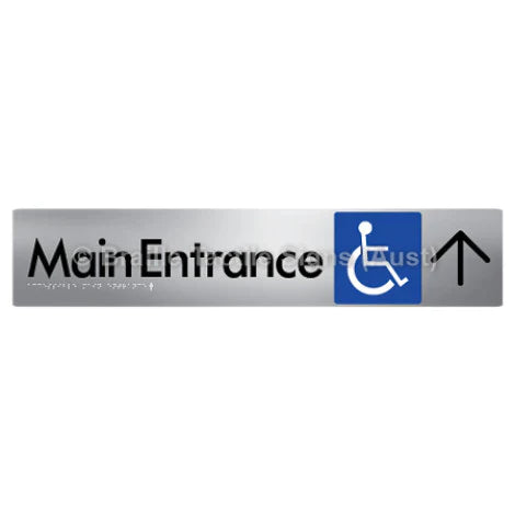 Braille Sign Accessible Main Entrance w/ Large Arrow - Braille Tactile Signs (Aust) - BTS263->U-aliS - Fully Custom Signs - Fast Shipping - High Quality - Australian Made &amp; Owned