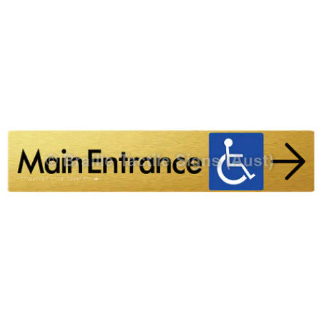 Braille Sign Accessible Main Entrance w/ Large Arrow - Braille Tactile Signs (Aust) - BTS263->R-aliG - Fully Custom Signs - Fast Shipping - High Quality - Australian Made &amp; Owned