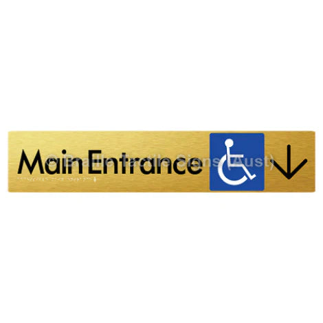Braille Sign Accessible Main Entrance w/ Large Arrow - Braille Tactile Signs (Aust) - BTS263->D-aliG - Fully Custom Signs - Fast Shipping - High Quality - Australian Made &amp; Owned