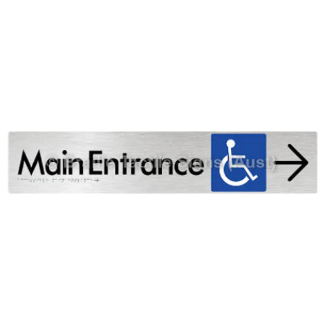 Braille Sign Accessible Main Entrance w/ Large Arrow - Braille Tactile Signs (Aust) - BTS263->R-aliB - Fully Custom Signs - Fast Shipping - High Quality - Australian Made &amp; Owned