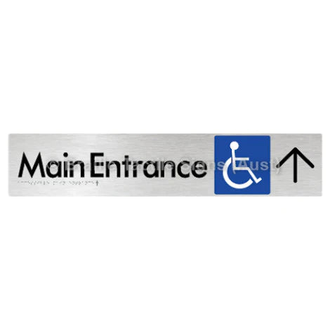 Braille Sign Accessible Main Entrance w/ Large Arrow - Braille Tactile Signs (Aust) - BTS263->U-aliB - Fully Custom Signs - Fast Shipping - High Quality - Australian Made &amp; Owned