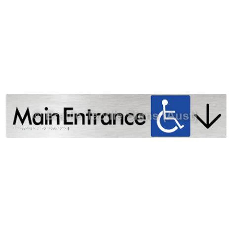 Braille Sign Accessible Main Entrance w/ Large Arrow - Braille Tactile Signs (Aust) - BTS263->D-aliB - Fully Custom Signs - Fast Shipping - High Quality - Australian Made &amp; Owned