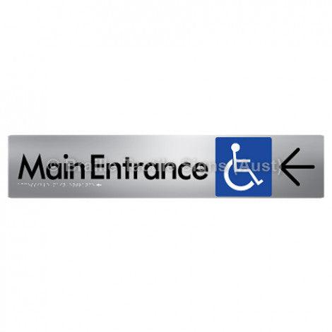 Braille Sign Accessible Main Entrance w/ Large Arrow - Braille Tactile Signs (Aust) - BTS263->L-aliS - Fully Custom Signs - Fast Shipping - High Quality - Australian Made &amp; Owned