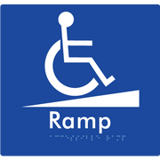 Braille Sign Accessible Ramp - Braille Tactile Signs Aust. - BTS198-blu - Custom Signs - Fast Shipping - High Quality - Australian Made &amp; Owned