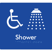 Braille Sign Accessible Shower - Braille Tactile Signs Aust. - BTS67-blu - Custom Signs - Fast Shipping - High Quality - Australian Made &amp; Owned