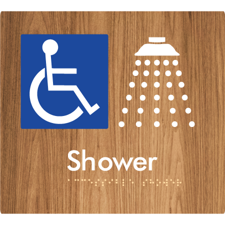 Braille Sign Accessible Shower - Braille Tactile Signs Aust. - BTS67-wdg - Custom Signs - Fast Shipping - High Quality - Australian Made &amp; Owned