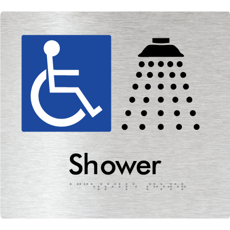 Braille Sign Accessible Shower - Braille Tactile Signs Aust. - BTS67-aliB - Custom Signs - Fast Shipping - High Quality - Australian Made &amp; Owned