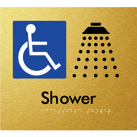 Braille Sign Accessible Shower - Braille Tactile Signs Aust. - BTS67-aliG - Custom Signs - Fast Shipping - High Quality - Australian Made &amp; Owned