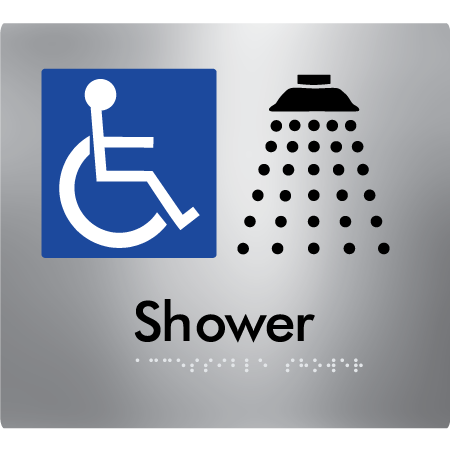 Braille Sign Accessible Shower - Braille Tactile Signs Aust. - BTS67-aliS - Custom Signs - Fast Shipping - High Quality - Australian Made &amp; Owned