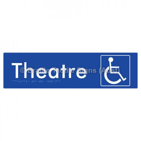 Braille Sign Accessible Theatre Entrance - Braille Tactile Signs (Aust) - BTS159-blu - Fully Custom Signs - Fast Shipping - High Quality - Australian Made &amp; Owned