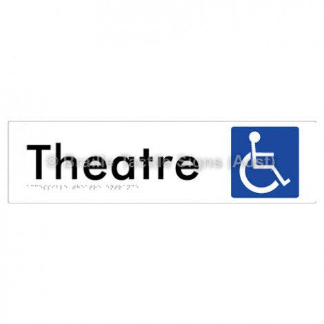 Braille Sign Accessible Theatre Entrance - Braille Tactile Signs (Aust) - BTS159-wht - Fully Custom Signs - Fast Shipping - High Quality - Australian Made &amp; Owned