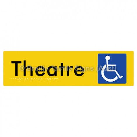 Braille Sign Accessible Theatre Entrance - Braille Tactile Signs (Aust) - BTS159-yel - Fully Custom Signs - Fast Shipping - High Quality - Australian Made &amp; Owned