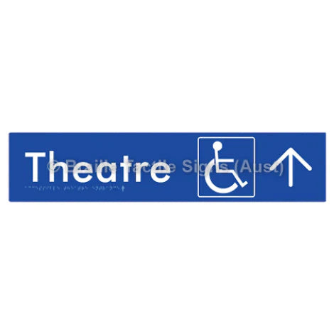 Braille Sign Accessible Theatre Entrance w/ Large Arrow - Braille Tactile Signs (Aust) - BTS159->U-blu - Fully Custom Signs - Fast Shipping - High Quality - Australian Made &amp; Owned