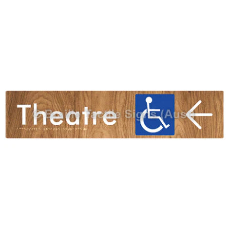 Braille Sign Accessible Theatre Entrance w/ Large Arrow - Braille Tactile Signs (Aust) - BTS159->L-blu - Fully Custom Signs - Fast Shipping - High Quality - Australian Made &amp; Owned