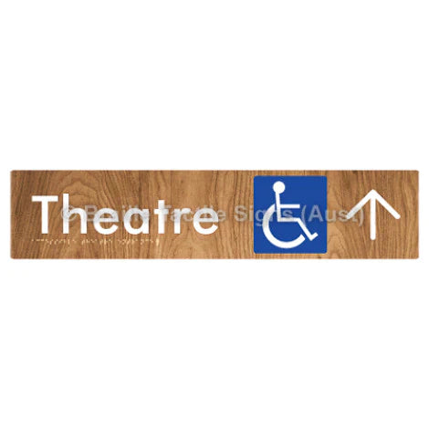 Braille Sign Accessible Theatre Entrance w/ Large Arrow - Braille Tactile Signs (Aust) - BTS159->U-wdg - Fully Custom Signs - Fast Shipping - High Quality - Australian Made &amp; Owned