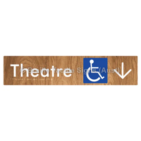 Braille Sign Accessible Theatre Entrance w/ Large Arrow - Braille Tactile Signs (Aust) - BTS159->D-wdg - Fully Custom Signs - Fast Shipping - High Quality - Australian Made &amp; Owned