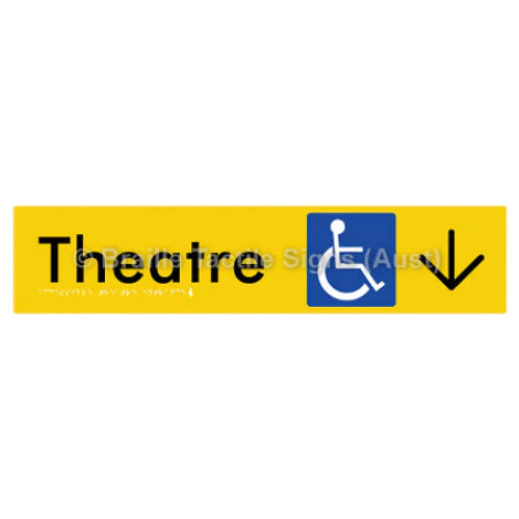 Braille Sign Accessible Theatre Entrance w/ Large Arrow - Braille Tactile Signs (Aust) - BTS159->D-yel - Fully Custom Signs - Fast Shipping - High Quality - Australian Made &amp; Owned