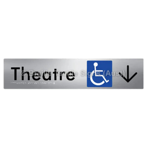 Braille Sign Accessible Theatre Entrance w/ Large Arrow - Braille Tactile Signs (Aust) - BTS159->D-aliS - Fully Custom Signs - Fast Shipping - High Quality - Australian Made &amp; Owned