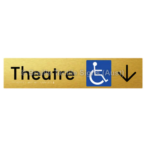 Braille Sign Accessible Theatre Entrance w/ Large Arrow - Braille Tactile Signs (Aust) - BTS159->D-aliG - Fully Custom Signs - Fast Shipping - High Quality - Australian Made &amp; Owned