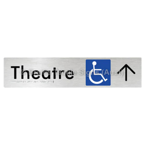 Braille Sign Accessible Theatre Entrance w/ Large Arrow - Braille Tactile Signs (Aust) - BTS159->U-aliB - Fully Custom Signs - Fast Shipping - High Quality - Australian Made &amp; Owned