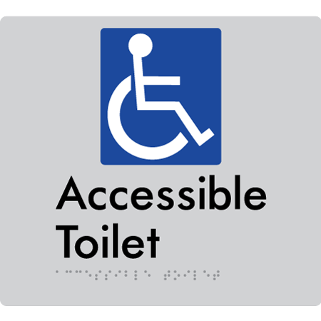 Braille Sign Accessible Toilet - Braille Tactile Signs Aust. - BTS439-slv - Custom Signs - Fast Shipping - High Quality - Australian Made &amp; Owned