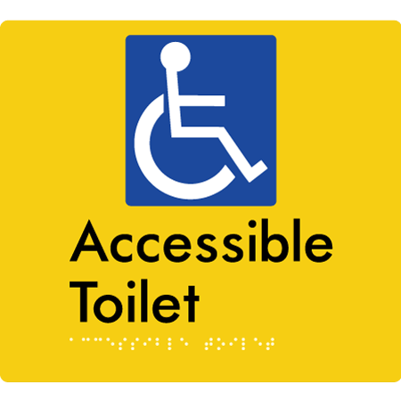 Braille Sign Accessible Toilet - Braille Tactile Signs Aust. - BTS439-yel - Custom Signs - Fast Shipping - High Quality - Australian Made &amp; Owned