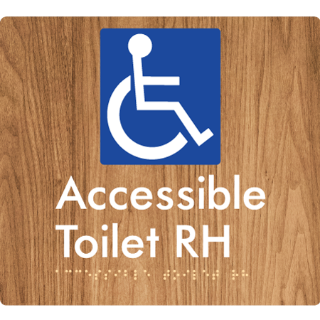 Braille Sign Accessible Toilet LH / RH - Braille Tactile Signs Aust. - BTS439RH-wdg - Custom Signs - Fast Shipping - High Quality - Australian Made &amp; Owned