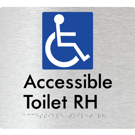 Braille Sign Accessible Toilet LH / RH - Braille Tactile Signs Aust. - BTS439RH-aliB - Custom Signs - Fast Shipping - High Quality - Australian Made &amp; Owned