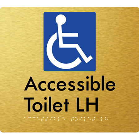 Braille Sign Accessible Toilet LH / RH - Braille Tactile Signs Aust. - BTS439LH-aliG - Custom Signs - Fast Shipping - High Quality - Australian Made &amp; Owned
