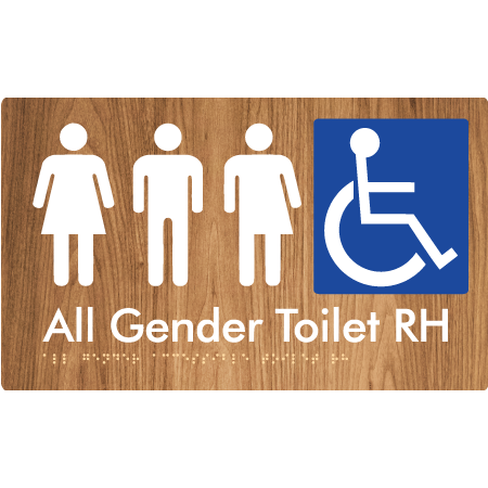 Braille Sign All Gender Accessible Toilet LH / RH - Braille Tactile Signs Aust. - BTS348RH-wdg - Custom Signs - Fast Shipping - High Quality - Australian Made &amp; Owned