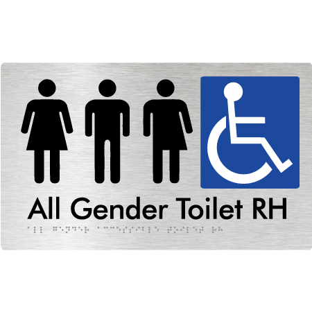 Braille Sign All Gender Accessible Toilet LH / RH - Braille Tactile Signs Aust. - BTS348RH-aliB - Custom Signs - Fast Shipping - High Quality - Australian Made &amp; Owned