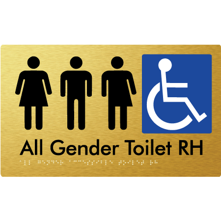 Braille Sign All Gender Accessible Toilet LH / RH - Braille Tactile Signs Aust. - BTS348RH-aliG - Custom Signs - Fast Shipping - High Quality - Australian Made &amp; Owned