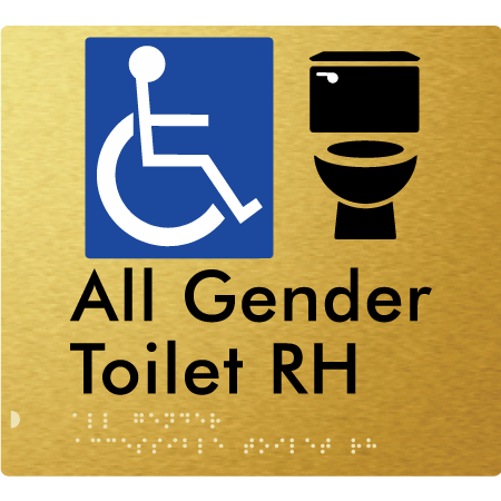 Braille Sign All Gender Accessible Toilet LH / RH - Braille Tactile Signs Aust. - BTS379RH-aliG - Custom Signs - Fast Shipping - High Quality - Australian Made &amp; Owned