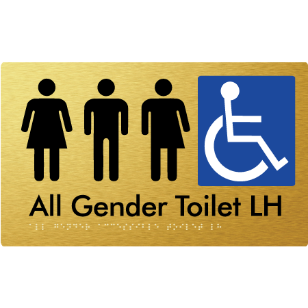 Braille Sign All Gender Accessible Toilet LH / RH - Braille Tactile Signs Aust. - BTS348LH-aliG - Custom Signs - Fast Shipping - High Quality - Australian Made &amp; Owned