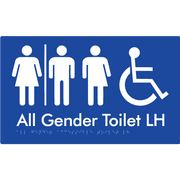 Braille Sign All Gender Accessible Toilet LH / RH with Air Lock - Braille Tactile Signs Aust. - BTS348LH-AL-blu - Custom Signs - Fast Shipping - High Quality - Australian Made &amp; Owned