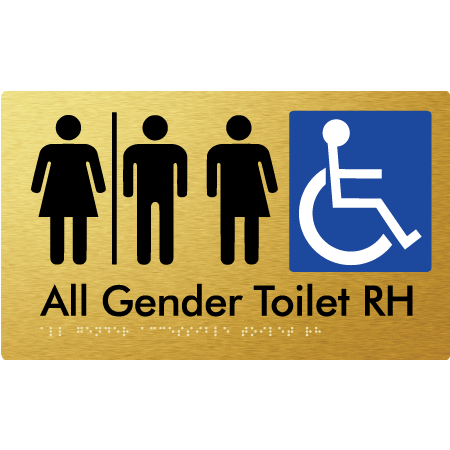 Braille Sign All Gender Accessible Toilet LH / RH with Air Lock - Braille Tactile Signs Aust. - BTS348RH-AL-aliG - Custom Signs - Fast Shipping - High Quality - Australian Made &amp; Owned