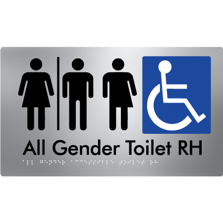 Braille Sign All Gender Accessible Toilet LH / RH with Air Lock - Braille Tactile Signs Aust. - BTS348RH-AL-aliS - Custom Signs - Fast Shipping - High Quality - Australian Made &amp; Owned
