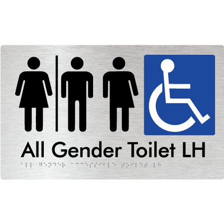 Braille Sign All Gender Accessible Toilet LH / RH with Air Lock - Braille Tactile Signs Aust. - BTS348LH-AL-aliB - Custom Signs - Fast Shipping - High Quality - Australian Made &amp; Owned