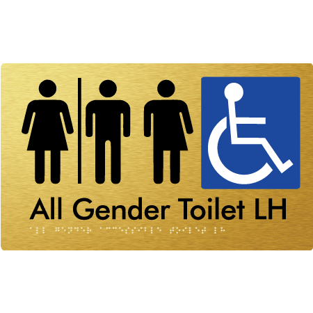 Braille Sign All Gender Accessible Toilet LH / RH with Air Lock - Braille Tactile Signs Aust. - BTS348LH-AL-aliG - Custom Signs - Fast Shipping - High Quality - Australian Made &amp; Owned