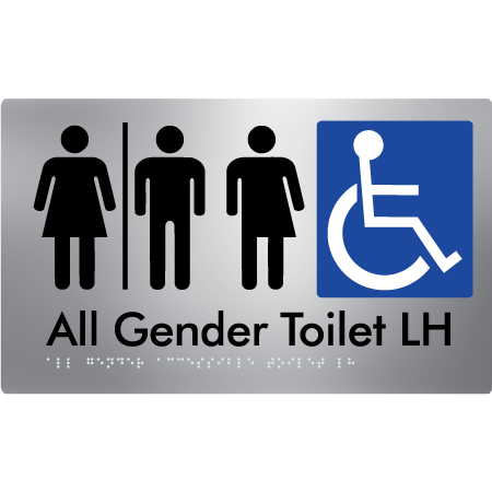 Braille Sign All Gender Accessible Toilet LH / RH with Air Lock - Braille Tactile Signs Aust. - BTS348LH-AL-aliS - Custom Signs - Fast Shipping - High Quality - Australian Made &amp; Owned